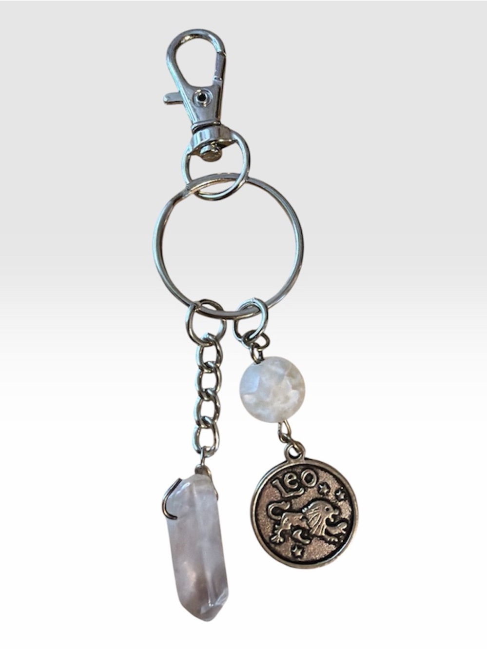 ⭐️ Bundle 5 for $13 • Silver-Tone Leo Crystal Keychain Bag Charm